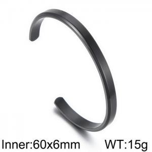 Black Solid Stainless Steel Minimalist Cuff Bracelet For Men - KB169669-NT