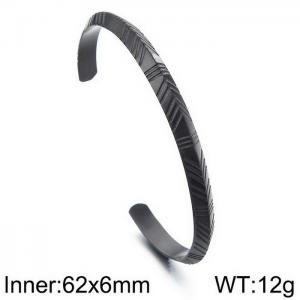 Black Solid Titanium Minimalist Cuff Bracelet for Men Nordic Viking Jewelry - KB169671-NT
