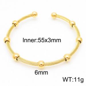 Titanium steel Adjustable wire braided round bead Gold bracelet for ladies - KB169716-XY