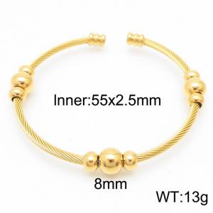 Titanium steel Adjustable wire braided round bead Gold bracelet for ladies - KB169718-XY