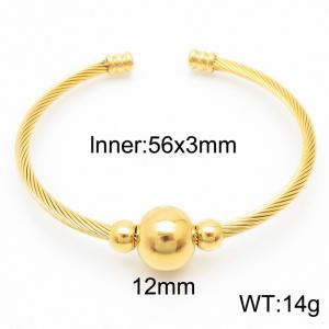 Titanium steel Adjustable wire braided round bead Gold bracelet for ladies - KB169722-XY