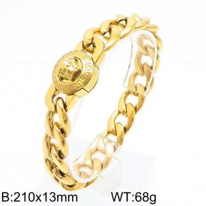 Greek Mythology Elements - Medusa Bracelet Classic Gold Cuban Link Bracelet Stainless Steel - KB169906-Z