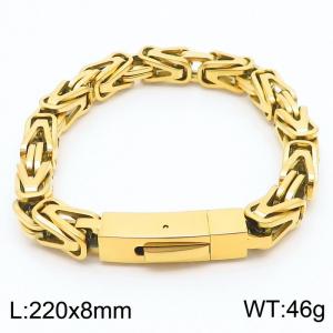 Stainless steel gold-plated square buckle Byzantine chain bracelet - KB169946-KFC