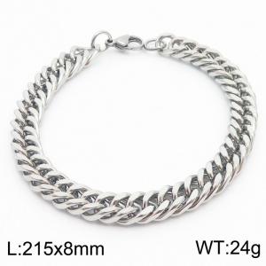 Stainless Steel 8mm Cuban Link Bracelet Silver Plated Fashion Hip Hop Jewelry Bracelet - KB170011-TK