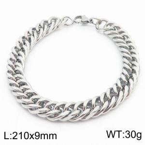 Stainless Steel 9mm Cuban Link Bracelet Silver Plated Fashion Hip Hop Jewelry Bracelet - KB170014-TK