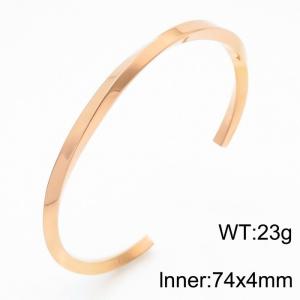 Stainless steel simple and fashionable C-shaped adjustable opening charm rose gold bracelet - KB170019-K