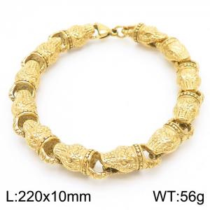 220mm Men Punk Gold-Plated Stainless Steel Snake Head Links Bracelet - KB170135-KJX