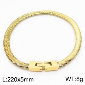 220mm Unisex Casual Gold-Plated Stainless Steel Snake Bone Chain Bracelet - KB170155-KFC