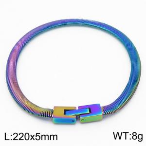 220mm Unisex Casual Rainbow Color Stainless Steel Snake Bone Chain Bracelet - KB170156-KFC