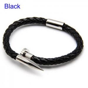 Stainless Steel Leather Bracelet - KB170209-WGJZ