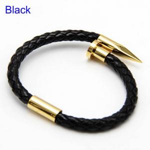 Stainless Steel Leather Bracelet - KB170210-WGJZ