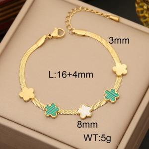 European and American fashion stainless steel snake bone chain inlaid with multi-color small flower jewelry gold bracelet - KB170219-WGYB