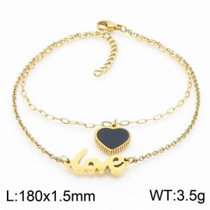 Japanese and Korean Simple Double Layer Love Heart shaped Stainless Steel Women's Bracelet - KB170251-RY