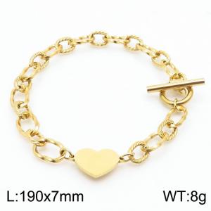 Simple stainless steel splicing heart-shaped OT buckle women's bracelet - KB170263-RY
