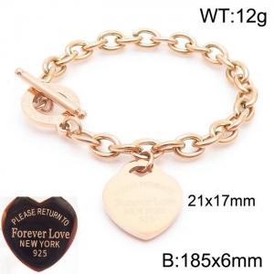 6mm Heart Shape Accessory O-Chain Stainless Steel Bracelet Rose Gold Color 185CM - KB170336-KLX