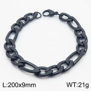 Stainless steel 200x9mm3：1 chain lobster clasp simple and fashionable black bracelet - KB170375-Z