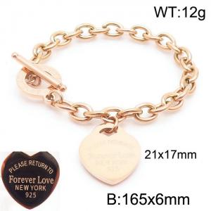 6mm Heart Shape Accessory O-Chain Stainless Steel Bracelet Rose Gold Color 165CM - KB170410-KLX
