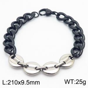 21cm Link Chain Stainless Steel Bracelect Black Color With Four Silver Color Coin Accessories - KB170522-Z