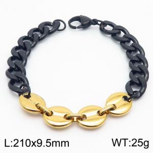 21cm Link Chain Stainless Steel Bracelect Black Color With Four Gold Color Coin Accessories - KB170523-Z