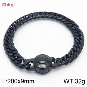 200×9mm Stainless Steel Bracelet For Men Women Black Color Fashion Jewelry - KB170599-Z