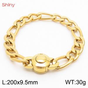 Fashion stainless steel 200x9.5mm 3：1  thick chain circular polished buckle jewelry charm gold bracelet - KB170618-Z