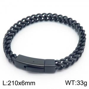 210x6mm Mesh Chain Bracelet Men Stainless Steel 304 Black Color - KB170768-TSC