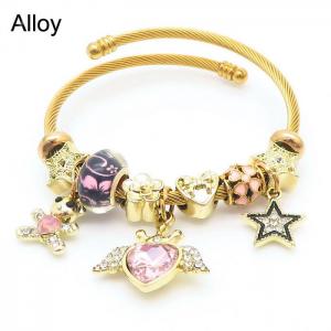 Alloy Colorful Zirconia Love Heart Mesh Chain Open Bracelet for Women Bohemian Girl Charms Jewelry - KB170845-WH