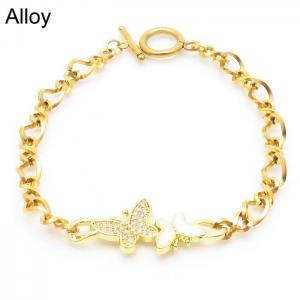 Alloy Link Chain Zirconia Butterfly Pendant Bracelet for Women Gift Charm with OT Clasp Jewelry  Girls - KB170850-WH
