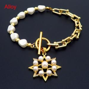 Special Design Alloy Link Chain Pearl Sun Flower Pendant Bracelet For Women OT Clasp Fashion Jewelry - KB170856-WH
