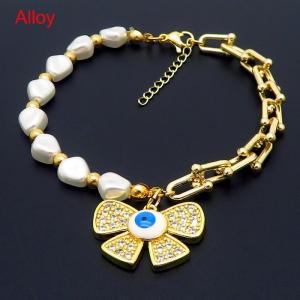 Special Design Alloy Link Chain Pearl Stone Bow Pendant Bracelet For Women Fashion Jewelry - KB170857-WH