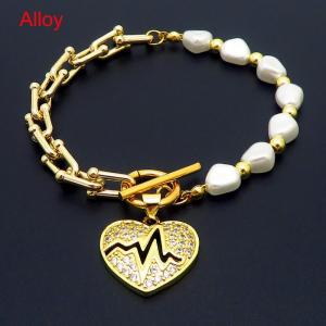 Special Design Alloy Link Chain Pearl Heart Pendant Bracelet For Women OT Clasp Fashion Jewelry - KB170861-WH