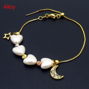 Special Design Alloy Link Chain Pearl Moon Pendant Bracelet For Women Stone Girl Charm Fashion Jewelry - KB170864-WH