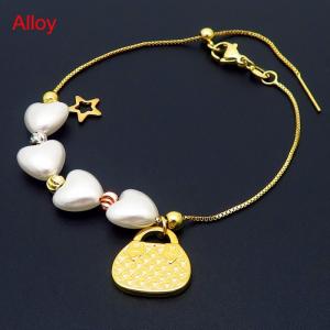 Special Design Alloy Link Chain Pearl Heart Pendant Bracelet For Women Fashion Jewelry - KB170865-WH