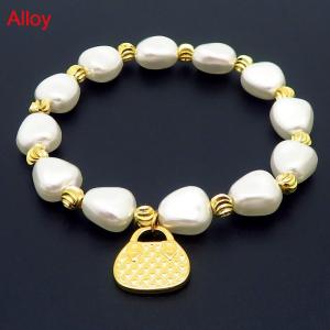 Special Design Alloy Link Chain Pearl Heart Pendant Bracelet For Women OT Clasp Fashion Jewelry - KB170866-WH