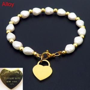 Special Design Alloy Link Chain Pearl Heart Pendant Bracelet For Women OT Clasp Fashion Jewelry - KB170867-WH