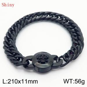 11mm personalized and trendy titanium steel polished whip chain bracelet, paired with skull button - KB170944-Z