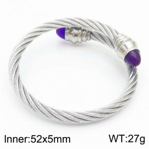 European and American minimalist fashion stainless steel twisted wire C-shaped opening adjustable charm mixed color bracelet - KB170975-QY
