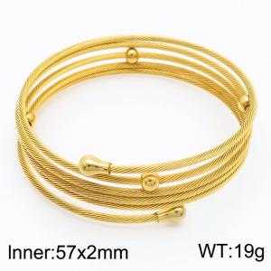 European and American minimalist fashion stainless steel multi-layer winding C-shaped opening adjustable charm gold bracelet - KB170984-QY