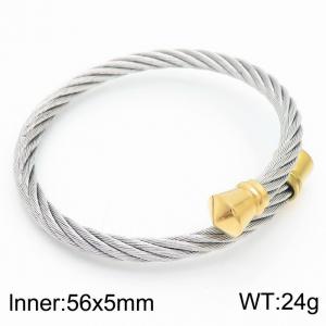European and American minimalist fashion stainless steel twisted wire opening adjustable charm mixed color bracelet - KB170998-QY