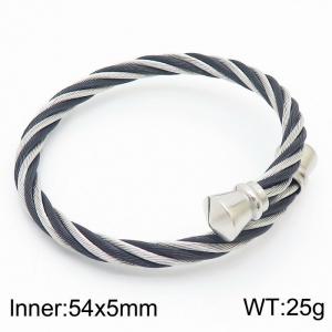 European and American minimalist fashion stainless steel twisted wire opening adjustable charm mixed color bracelet - KB170999-QY
