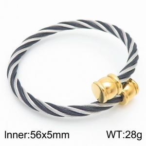 European and American minimalist fashion stainless steel twisted wire opening adjustable mixed color bracelet - KB171003-QY