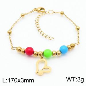 Fashion stainless steel 175 × 3mm Mix and match color beaded patchwork bead chain hanging geometric accessory gold bracelet - KB171015-TJG