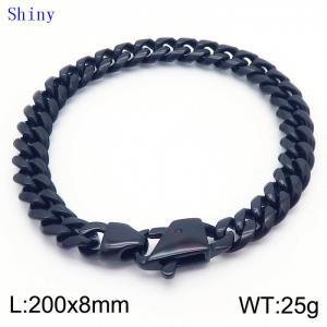 20cm Black Color Stainless Steel Shiny Cuban Link Chain Bracelet For Men - KB171083-Z