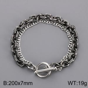 200mm Men Oxidized Stainless Steel Double-Style Chains Bracelet with OT clasp - KB171143-Z