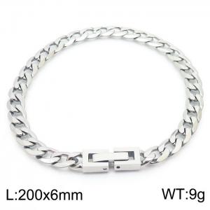 200X6MM Flat Bracelet Stainless Steel Japanese Buckle Chain Unisex   Silver Color Mixed Jewelry - KB171261-Z