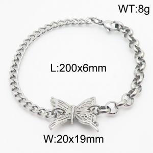 European and American fashion stainless steel 200 × 6mm mix and match chain splicing butterfly accessories lobster clasp jewelry charm silver bracelet - KB179413-ZC