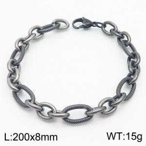 Fashion Boiled Black 200 * 8mm O-shaped Chain Titanium Steel Bracelet - KB179459-Z