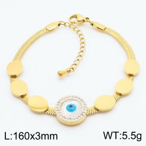 3mm Snake Chain with Eyes Charm Bracelet For Women Stainless Steel Bracelet Gold Color - KB179540-HM