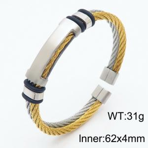 62x4mm Double Strand Twist Bracelet Men Stainless Steel Open Bracelet Gold Color - KB179565-KLHQ