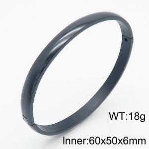 Minimalist style 6mm oval plated black glossy plain  stainless steel buckle bracelet - KB179573-TSC